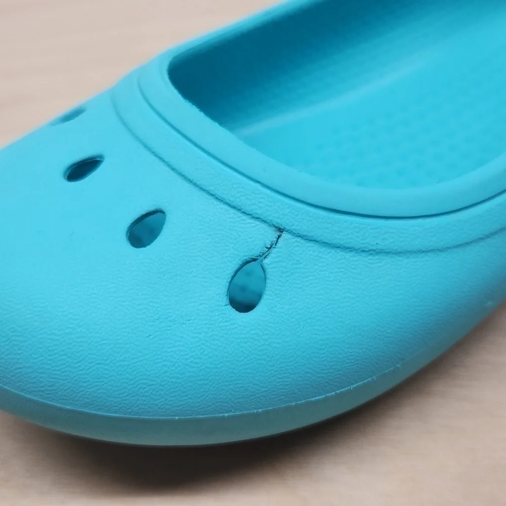 Crocs Kadee Flats Slip On Shoes Sandals Youth Sz J1 Teal 15610 NICE!